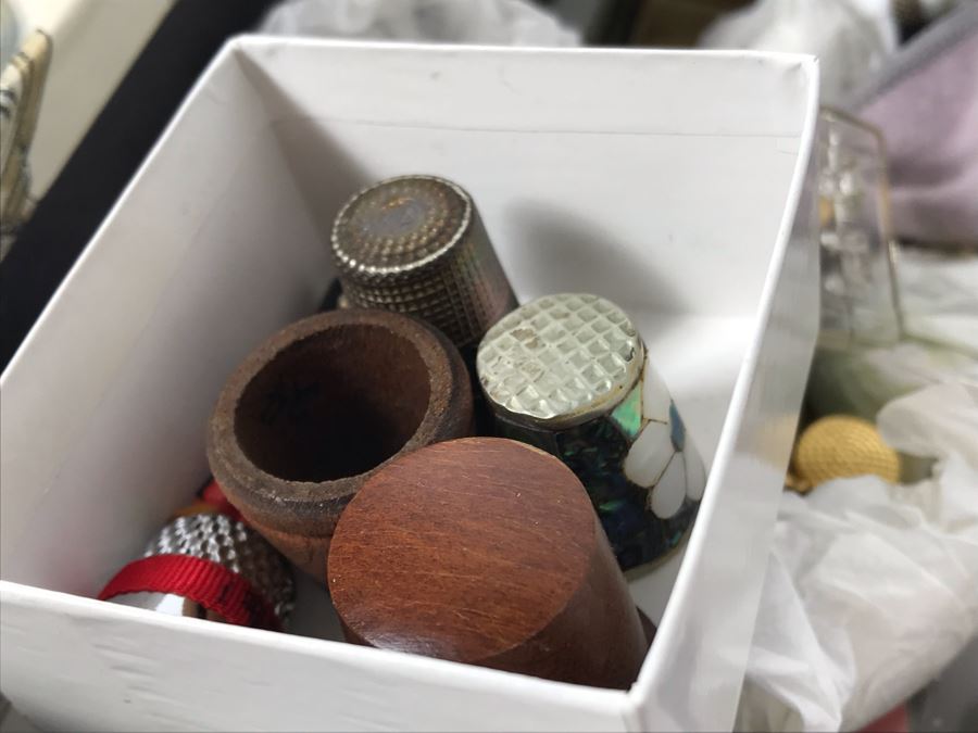 Large Collection Of Thimbles - Some Sterling Silver - See Photos For Sampling [Photo 4]
