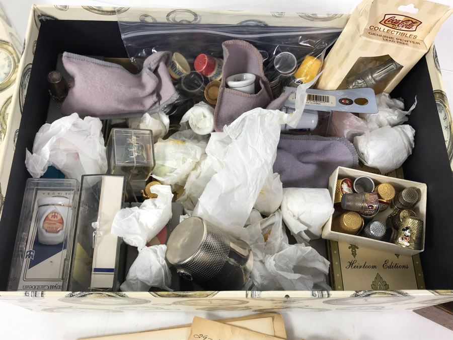 Large Collection Of Thimbles - Some Sterling Silver - See Photos For Sampling [Photo 8]