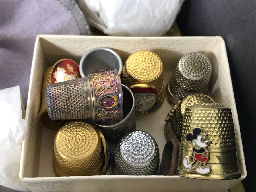 Large Collection Of Thimbles - Some Sterling Silver - See Photos For Sampling [Photo 3]
