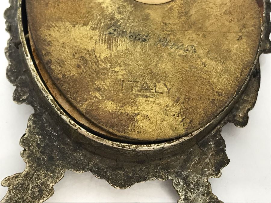 Vintage Italian Dried Flower Arrangement In Vintage Frame And (2) Vintage Small Brass Easels [Photo 6]