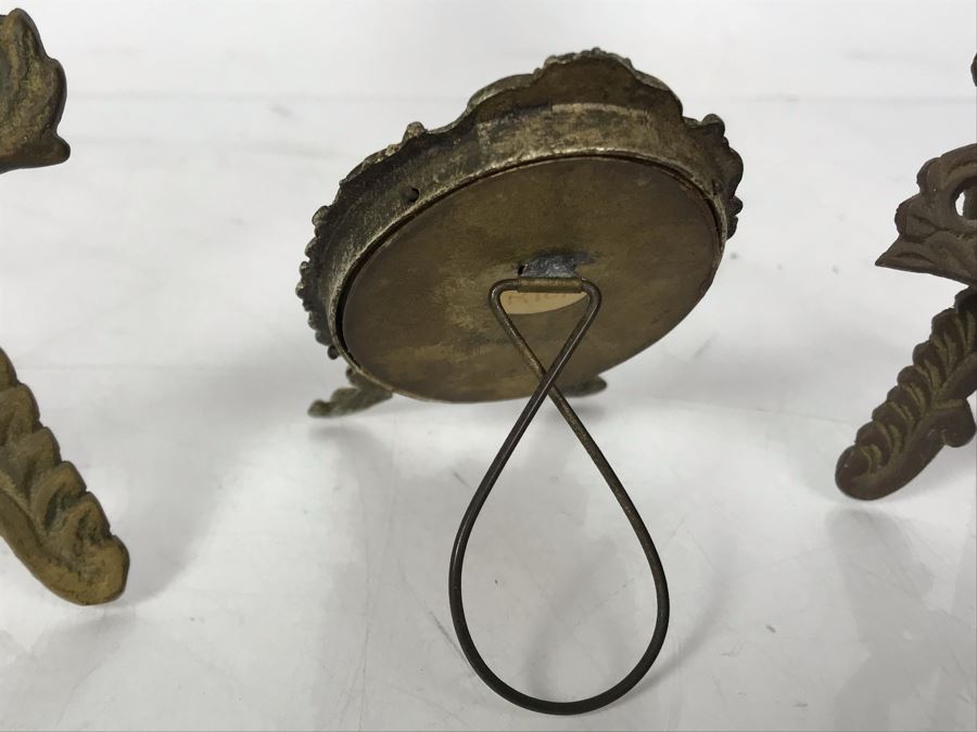 Vintage Italian Dried Flower Arrangement In Vintage Frame And (2) Vintage Small Brass Easels [Photo 5]