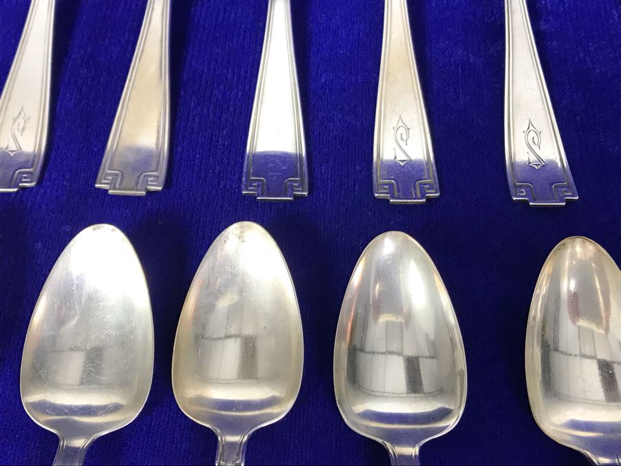 Antique Gorham Sterling Silver Flatware 39-Piece Set 981g Of Sterling Not Including Knives [Photo 5]