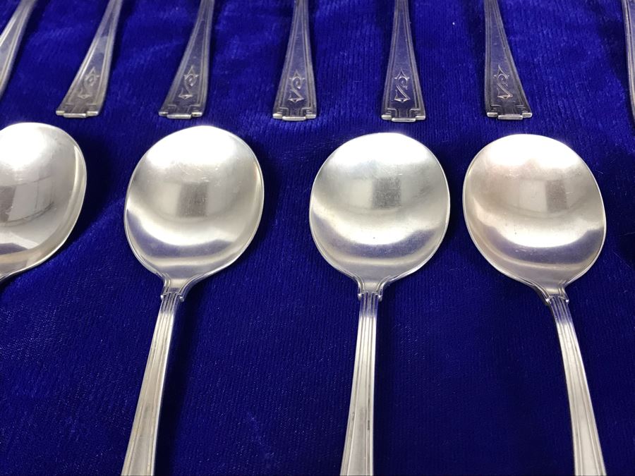 Antique Gorham Sterling Silver Flatware 39-Piece Set 981g Of Sterling Not Including Knives [Photo 9]