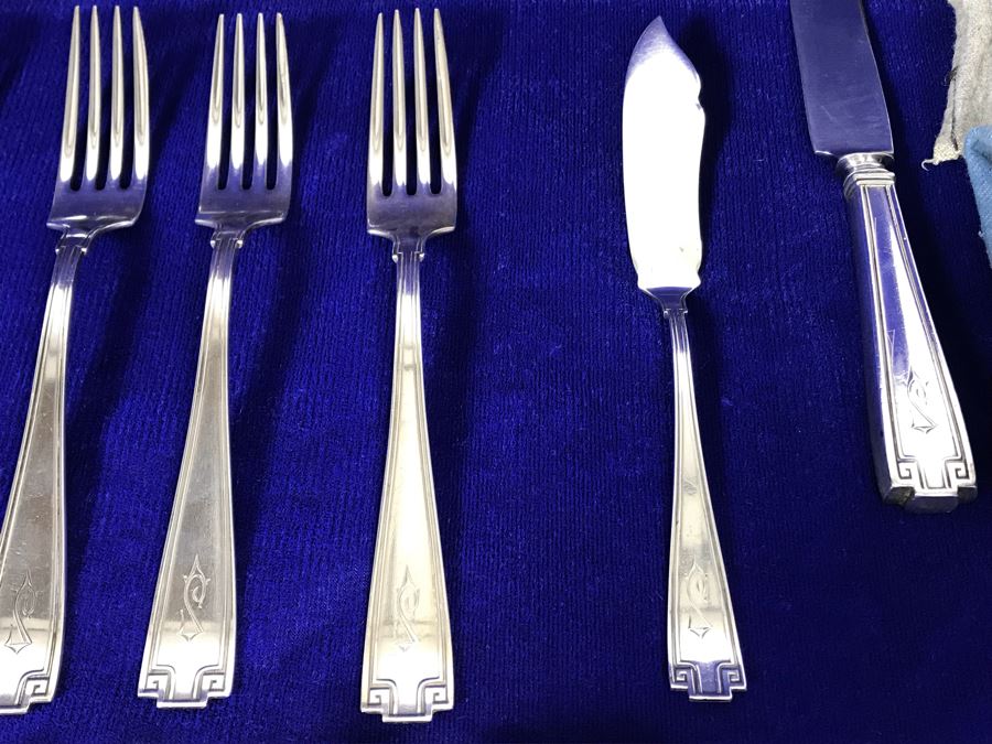 Antique Gorham Sterling Silver Flatware 39-Piece Set 981g Of Sterling Not Including Knives [Photo 12]