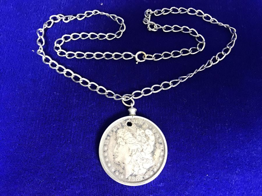 1887 Silver Coin Pendant Necklace