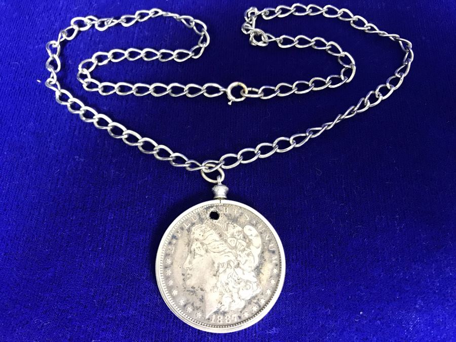 1887 Silver Coin Pendant Necklace [Photo 2]