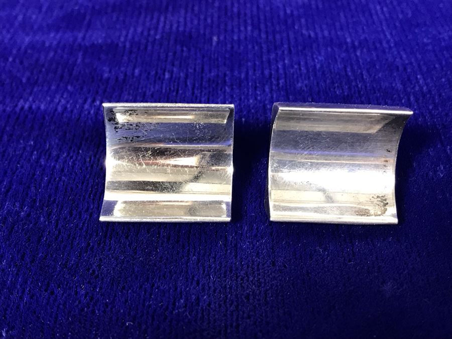 Vintage Modernist Sterling Silver Screw Back Earrings 18g [Photo 4]