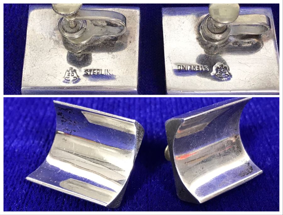 Vintage Modernist Sterling Silver Screw Back Earrings 18g [Photo 1]