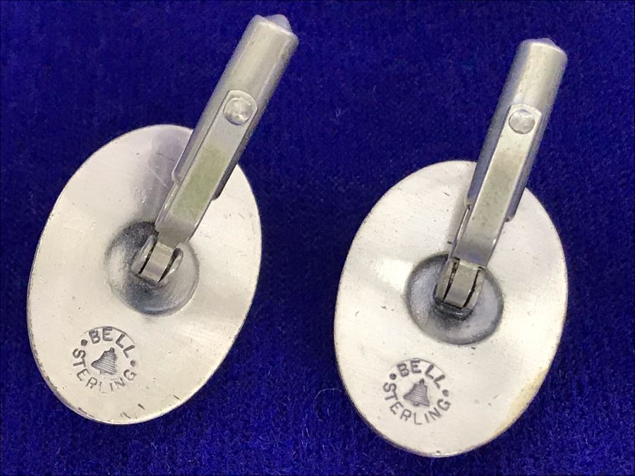 Vintage Bell Sterling Silver And Turquoise Cufflinks [Photo 4]