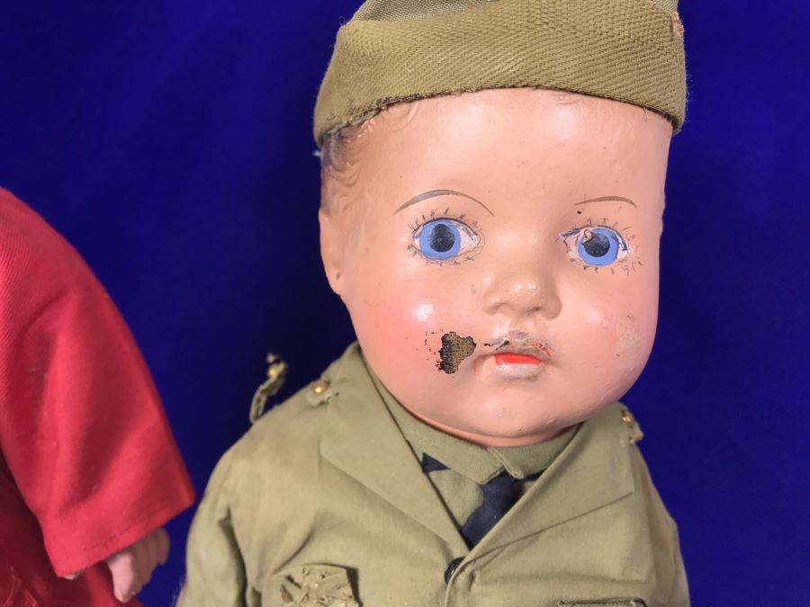 Pair Of Vintage Dolls With Metal Stands Taller Doll Is Apx 17'H [Photo 3]