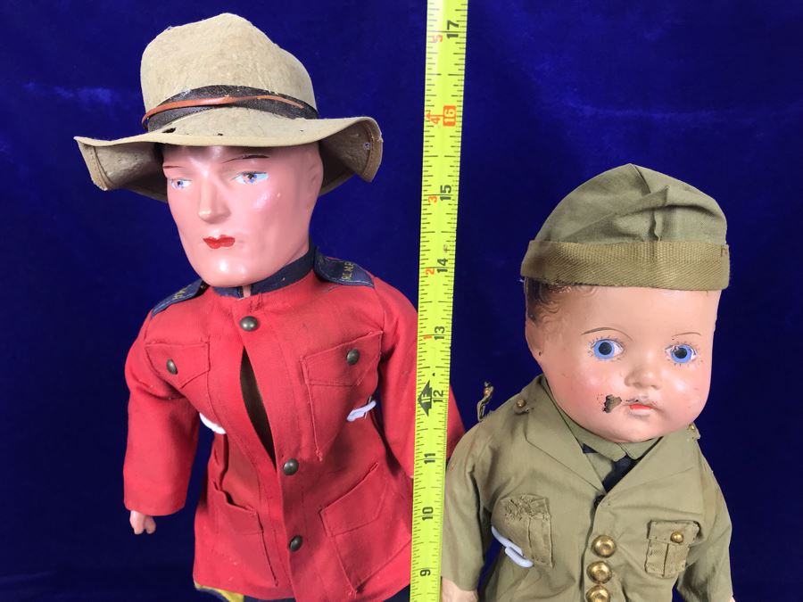 Pair Of Vintage Dolls With Metal Stands Taller Doll Is Apx 17'H [Photo 12]