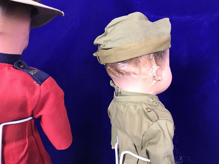 Pair Of Vintage Dolls With Metal Stands Taller Doll Is Apx 17'H [Photo 11]