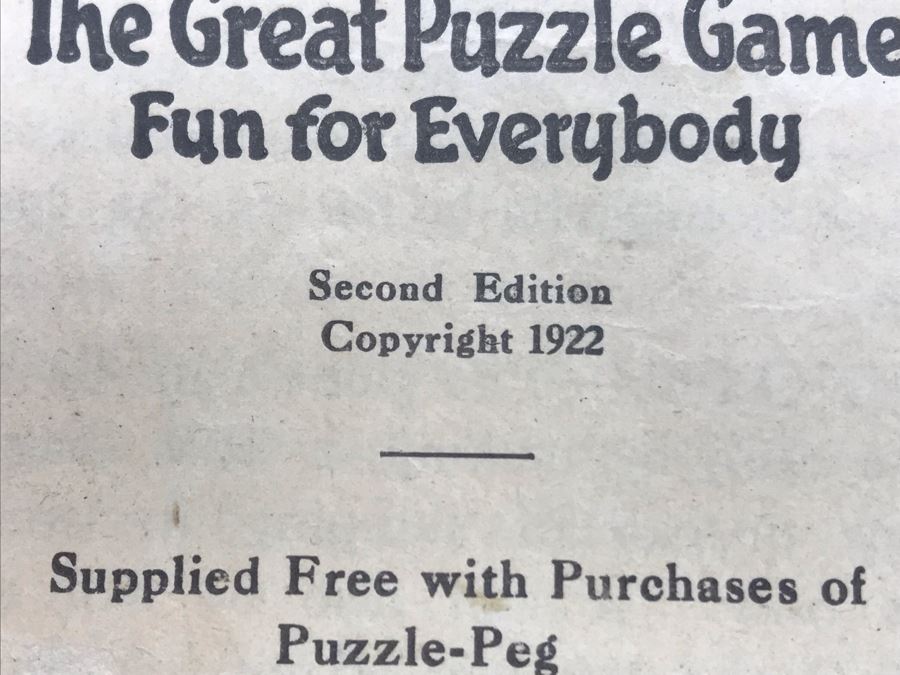 Vintage 1922 Second Edition Puzzle-Peg Game With Box By Lubbers & Bell Mfg Co [Photo 5]