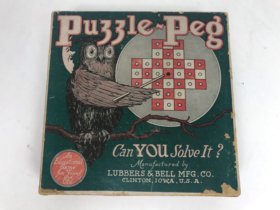 Vintage 1922 Second Edition Puzzle-Peg Game With Box By Lubbers & Bell Mfg Co [Photo 2]