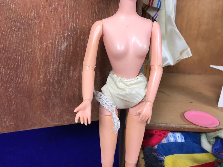 JUST ADDED - Vintage Barbie, Ken And Midge Dolls, Barbie Doll Clothing, Accessories, (3) 1961 Barbie And Ken Mattel Product Catalogs And Wooden Doll Case [Photo 26]