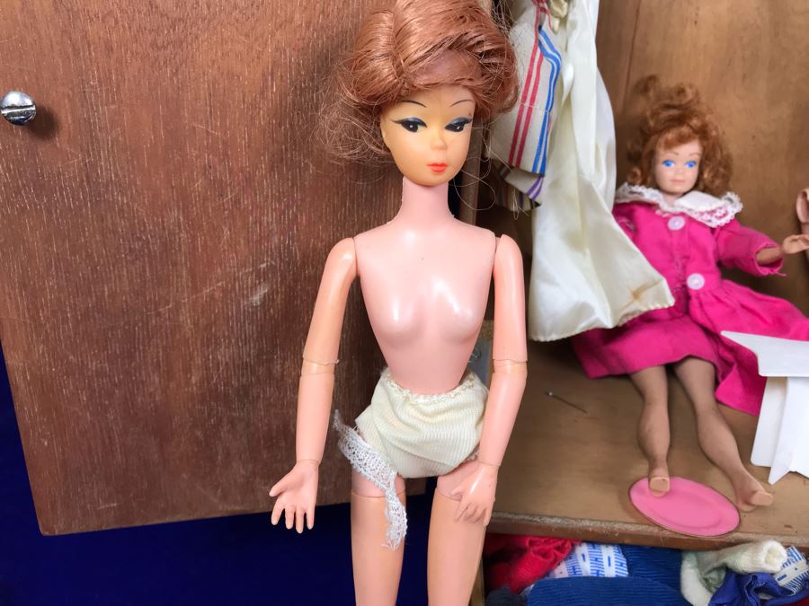 JUST ADDED - Vintage Barbie, Ken And Midge Dolls, Barbie Doll Clothing, Accessories, (3) 1961 Barbie And Ken Mattel Product Catalogs And Wooden Doll Case [Photo 8]