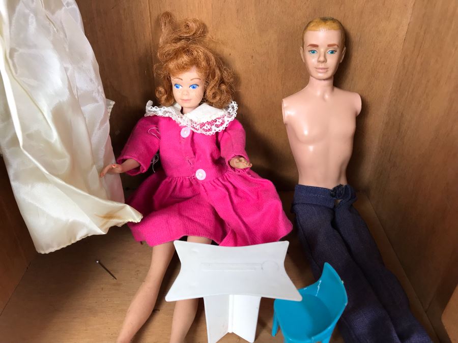 JUST ADDED - Vintage Barbie, Ken And Midge Dolls, Barbie Doll Clothing, Accessories, (3) 1961 Barbie And Ken Mattel Product Catalogs And Wooden Doll Case [Photo 19]