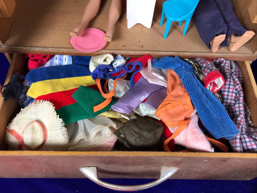 JUST ADDED - Vintage Barbie, Ken And Midge Dolls, Barbie Doll Clothing, Accessories, (3) 1961 Barbie And Ken Mattel Product Catalogs And Wooden Doll Case [Photo 14]