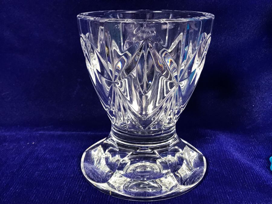 JUST ADDED - Marquis By Waterford Crystal Footed Vase And Blue Footed Bowl