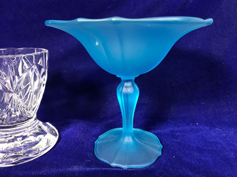 JUST ADDED - Marquis By Waterford Crystal Footed Vase And Blue Footed Bowl [Photo 5]