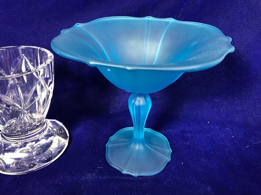 JUST ADDED - Marquis By Waterford Crystal Footed Vase And Blue Footed Bowl [Photo 4]