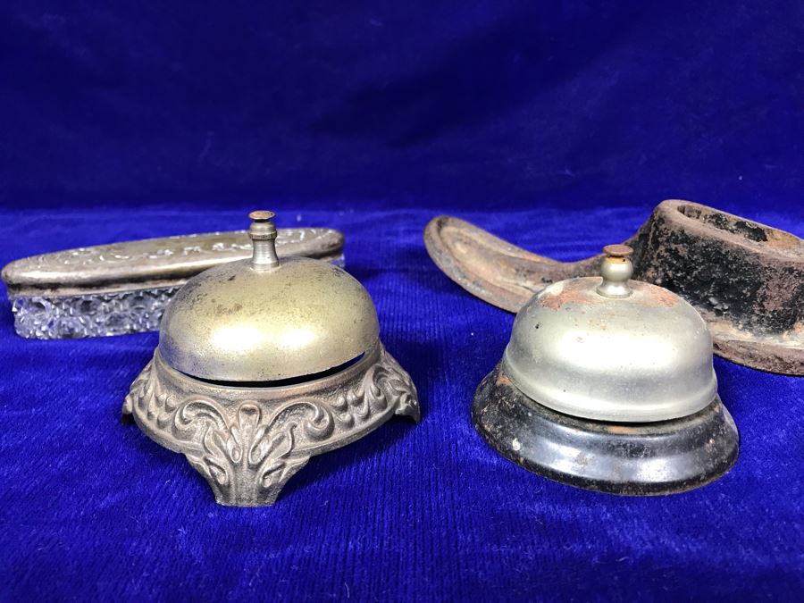 JUST ADDED - Pair Of Working Vintage Call Bells, Cast Iron Shoe Form And Crystal Trinket Box [Photo 3]