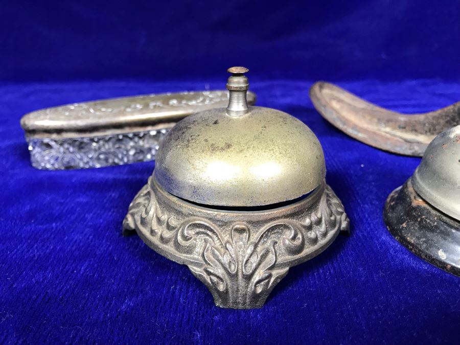 JUST ADDED - Pair Of Working Vintage Call Bells, Cast Iron Shoe Form And Crystal Trinket Box [Photo 4]