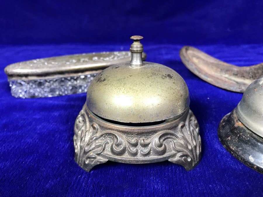 JUST ADDED - Pair Of Working Vintage Call Bells, Cast Iron Shoe Form And Crystal Trinket Box [Photo 5]