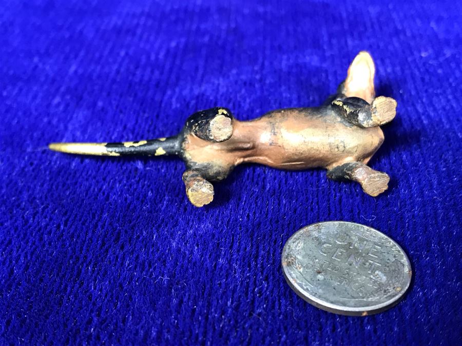 JUST ADDED - Pair Of Vintage Hand Painted Metal Animal Figurines And Steel 1943S Wheat Penny [Photo 10]