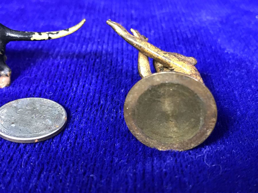 JUST ADDED - Pair Of Vintage Hand Painted Metal Animal Figurines And Steel 1943S Wheat Penny [Photo 9]