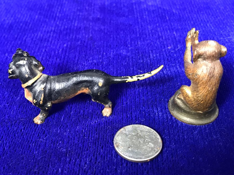 JUST ADDED - Pair Of Vintage Hand Painted Metal Animal Figurines And Steel 1943S Wheat Penny [Photo 8]