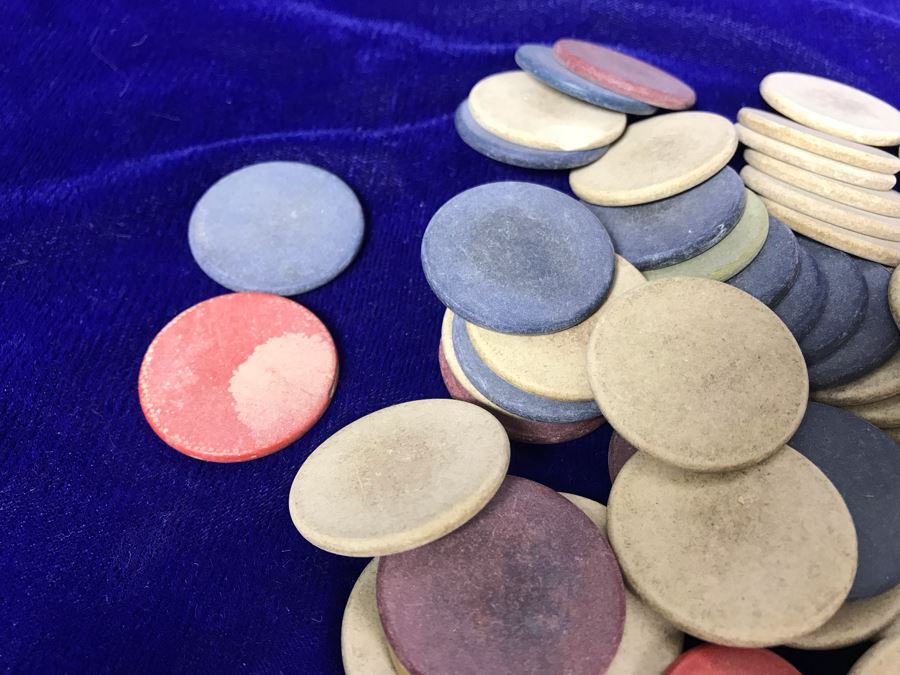 JUST ADDED - Vintage Clay Poker Chips And Federal Reserve Bank Of San Francisco Bank Bag [Photo 7]