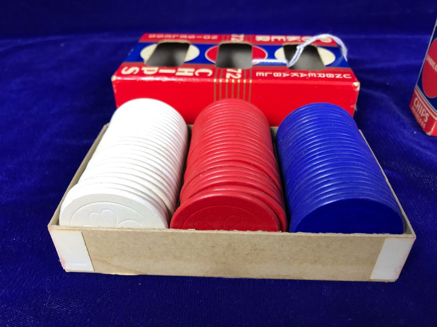 JUST ADDED - Mint 1929 Noiseless Poker Chips With Box And 1930's Mint Poker Chips [Photo 8]