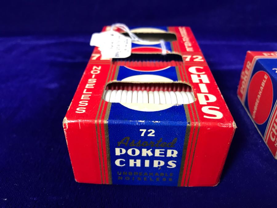 JUST ADDED - Mint 1929 Noiseless Poker Chips With Box And 1930's Mint Poker Chips [Photo 5]
