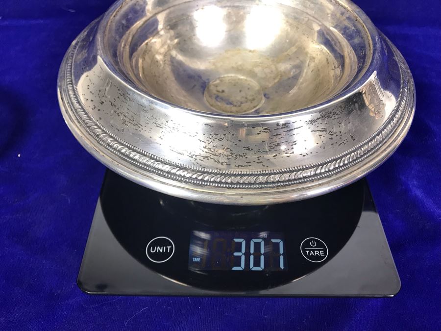 Pair Of Sterling Silver Items - Trinket Dish And Footed Bowl - 63g Unweighted + 307g Weighted Sterling [Photo 12]
