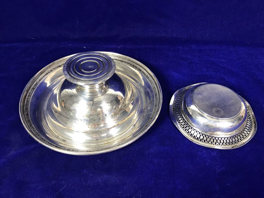 Pair Of Sterling Silver Items - Trinket Dish And Footed Bowl - 63g Unweighted + 307g Weighted Sterling [Photo 2]