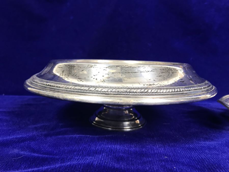 Pair Of Sterling Silver Items - Trinket Dish And Footed Bowl - 63g Unweighted + 307g Weighted Sterling [Photo 6]