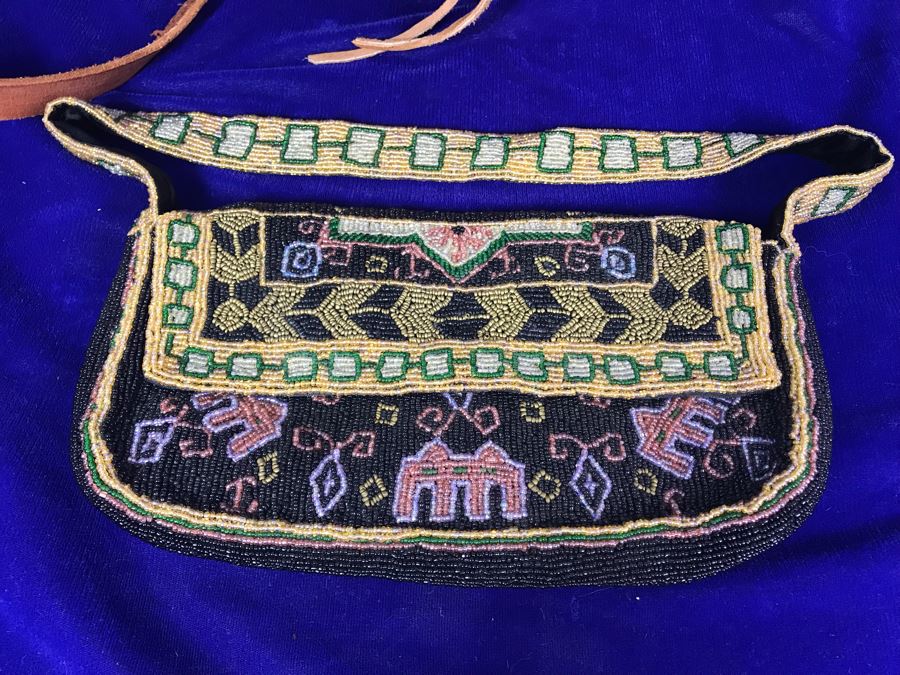 Indian Beaded Purse By Christiana And Tooled Leather Handbag