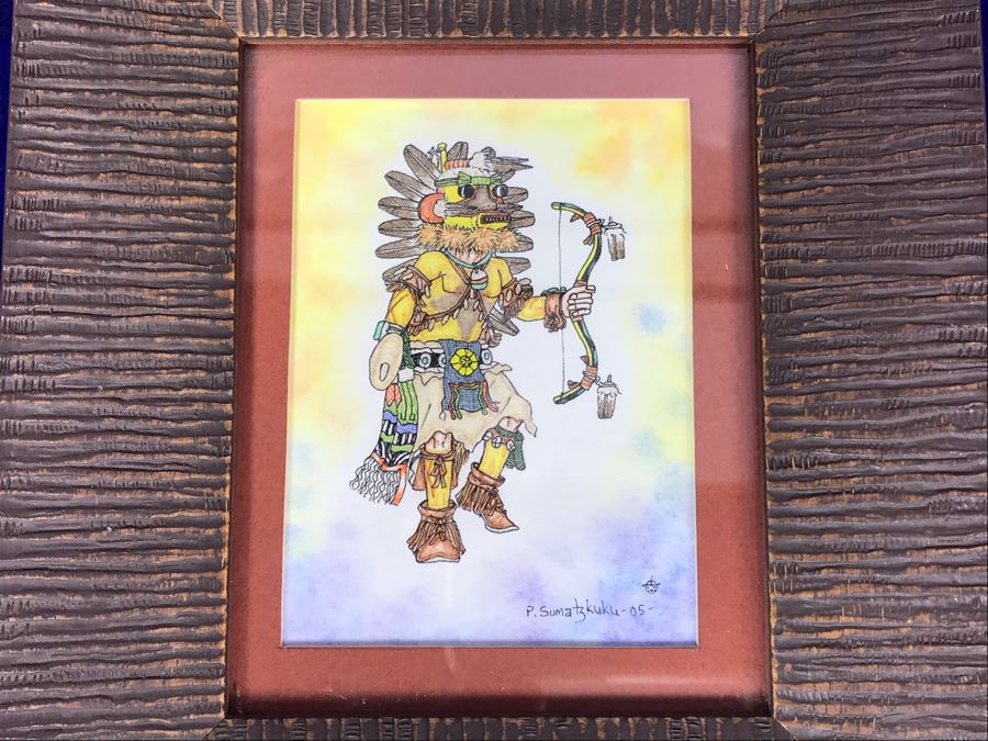 Original 2005 Framed Painting By Pete Sumatzkuku Hopi Native American Artist 3' X 4' [Photo 13]