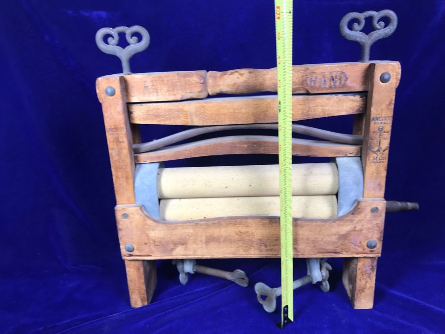 JUST ADDED - Vintage Anchor Brand Wooden Clothes Wringer [Photo 9]