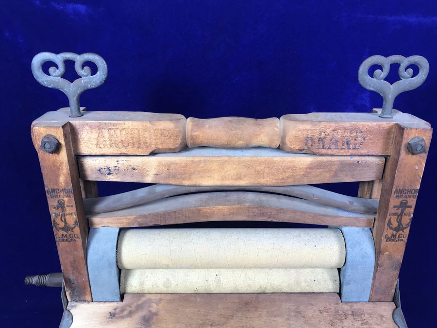 JUST ADDED - Vintage Anchor Brand Wooden Clothes Wringer [Photo 6]