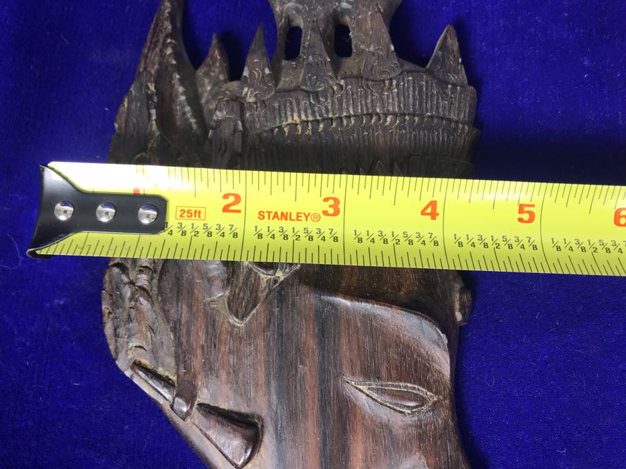 Pair Of Hand Carved Wooden Thailand Face Wall Sculptures 11' X 5' [Photo 7]