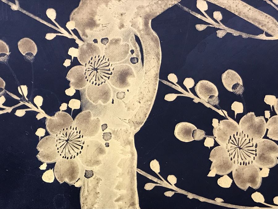 Stunning Vintage Asian Black And Gold Lacquer Divided Tray Box 12'R [Photo 6]