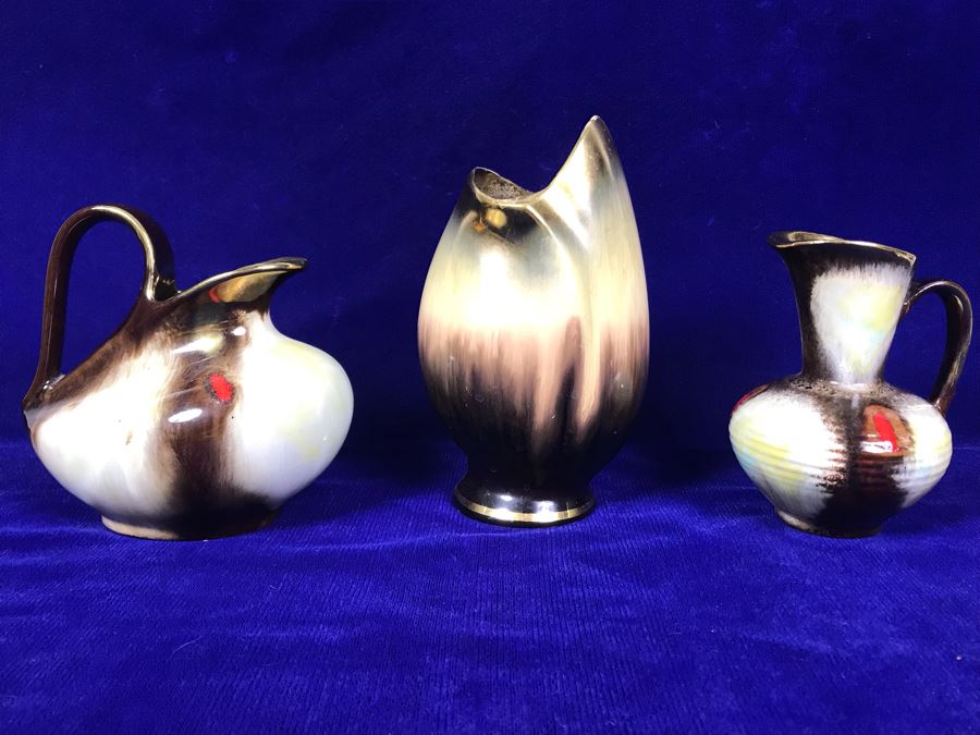 Vintage German Mid-Century Pottery Vase And Handled Pitchers [Photo 2]