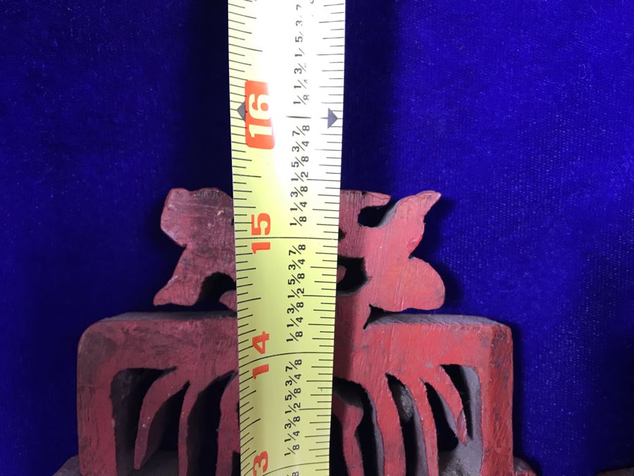 Pair Of Antique Chinese Gilded Carved Wooden Scenic Panels Wall Hangings 15'H [Photo 12]