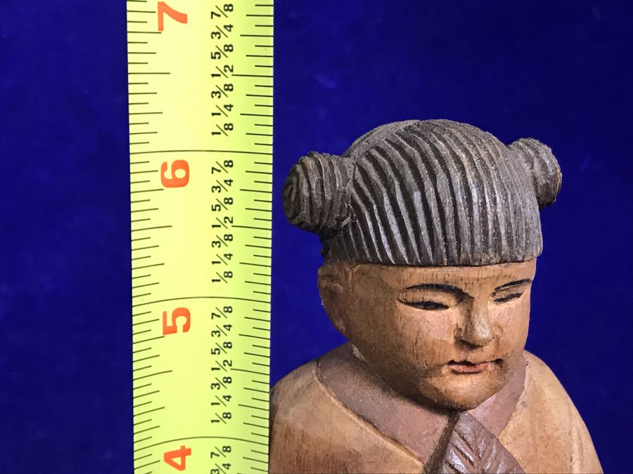 Vintage Hand Carved Chinese Wooden Figurine 6'H [Photo 9]