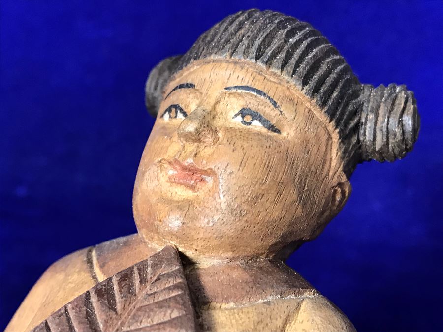 Vintage Hand Carved Chinese Wooden Figurine 6'H [Photo 8]