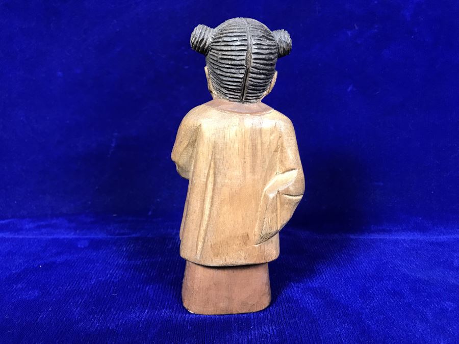 Vintage Hand Carved Chinese Wooden Figurine 6'H [Photo 4]