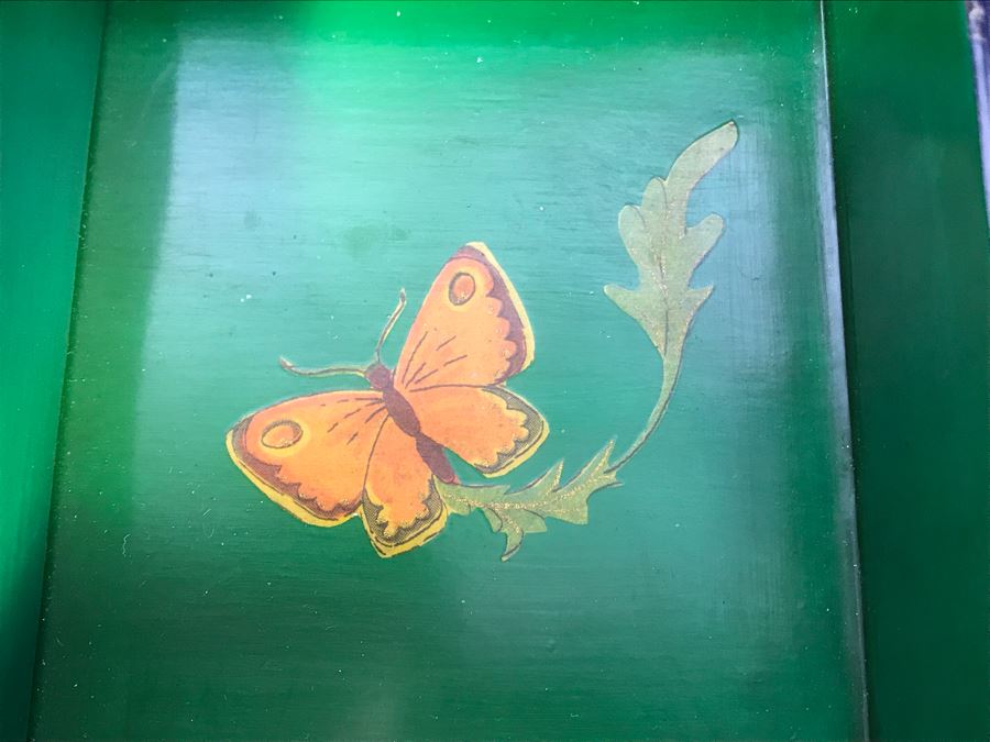 Vintage Lacquer Playing Card Box Decorated With Peacocks And Butterflies Signed G.W.D. '69 [Photo 21]