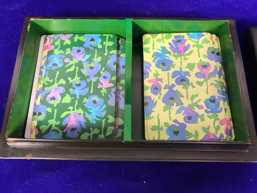 Vintage Lacquer Playing Card Box Decorated With Peacocks And Butterflies Signed G.W.D. '69 [Photo 20]